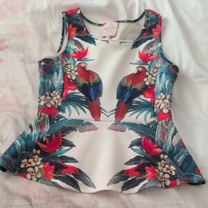 Romeo & Juliet Couture Tropical Parrot Print Blouse